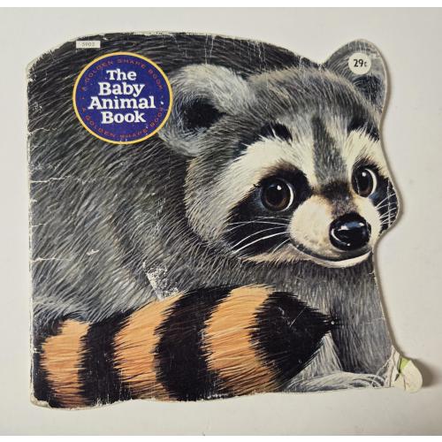 The Baby Animal Book/Vintage 1973 Golden Shape Book/Woodland Animals/Baby Raccoon/Nursery/Baby Shower Decor/Photo Prop/Farmhouse Nursery
