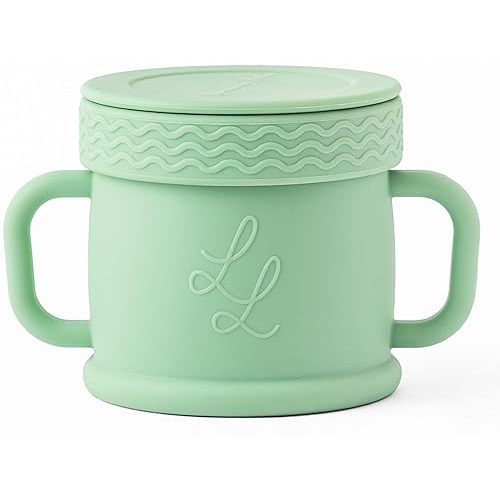 Nontoxic 10oz Snack Cup with Freshness Lid - Premium Medical Grade Silicone - BPA & PFAS Free - Mess-Free Lid Design - Easy to Clean and Dishwasher Safe (Green)