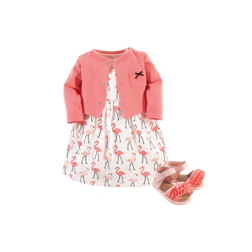 Cotton Dress, Cardigan and Shoe Set