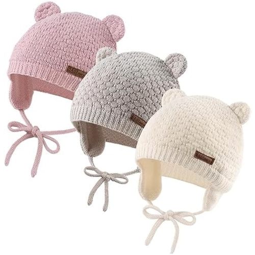 JANGANNSA Cute Knitted Boys Girls Christmas Beanie Warm Earflap Winter Hat Infant Toddler Baby Beanie 0-2Y