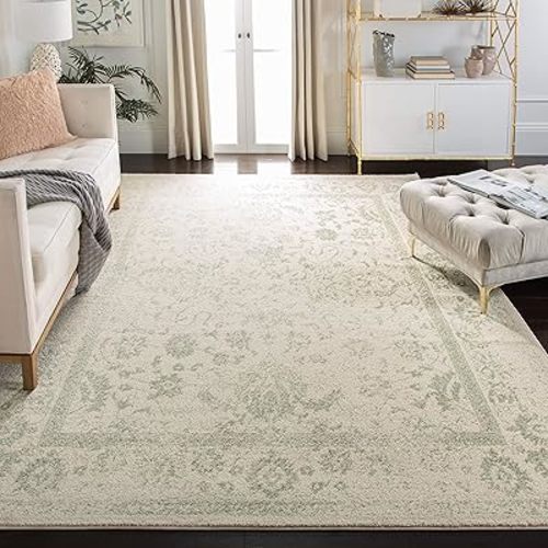 SAFAVIEH Area Rug 8x10 - Adirondack Collection - Large - Ivory & Sage, Vintage Distressed Design, Non-Shedding & Easy Cleaning, Ideal for Living Room, Bedroom, Office, Dining Space (ADR109V)