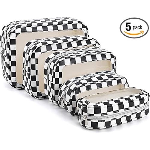 YOPCDJ 5PCS Diaper Bag Organizer Pouch Set, TSA Approved Toiletry Bag，Clear Waterproof TPU Makeup Bag Set Travel Organizer Bags for Women and Kids