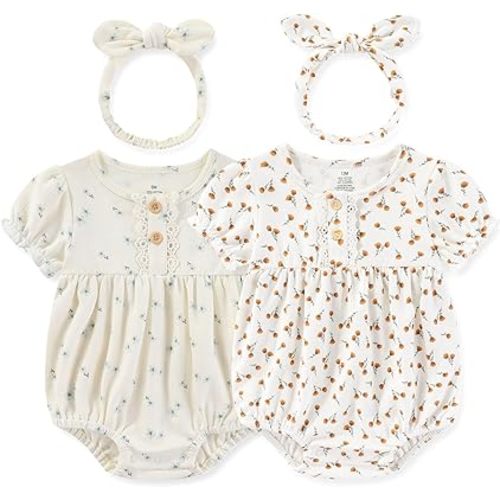 Baby Girls Bodysuits Cotton Infant Clothes Outfit for 3-24 Months