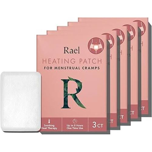 Rael Heating Patches, Herbal Heating Patches - Period Heating Pads for Cramps, Ultra Thin Design, On The Go Size, for All Skin Types (15 Count)