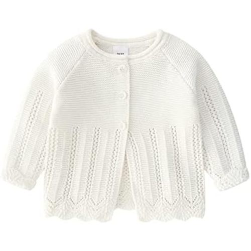 Newborn Baby Girls Knit Cardigans Long Sleeve Crewneck Hollow Knitted Sweater Button Tops Coat Princess Outerwear