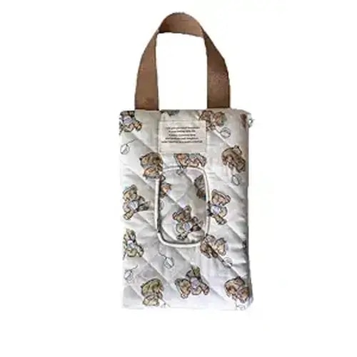 Quilted Baby Wipe Holder Floral Diaper Pouch Portable Quilted Wipes Bag for Car, Stroller