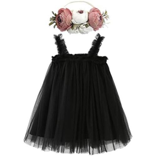 BGFKS Layered Tulle Tutu Dress for Toddler Girls,Baby Girl Rainbow Tutu Princess Skirt Set with Flower Headband.