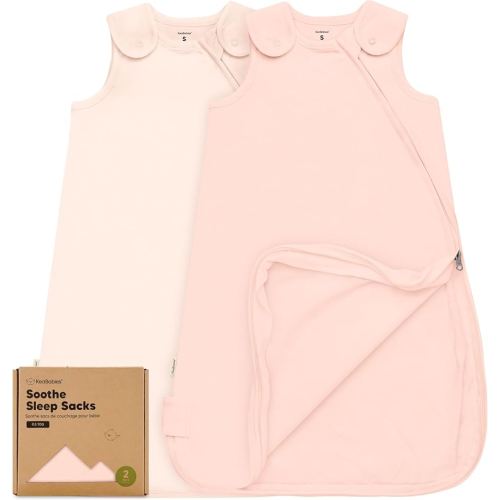 2-Pack Organic Baby Sleep Sacks, 100% Cotton - Soft & Breathable 0.5TOG Baby Wearable Blanket, Toddler Sleeping Sack 0-6 Months, Easy to Wear Transitional Swaddles for Newborns, Infants(Mist Rose, S)