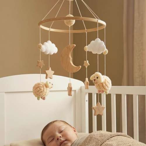 Sheep Baby Mobile For Nursery, Mother's Day Gift, Wool Felt Counting Sheep, Baby Shower's Gift, Crib Mobile, Cot Mobile, Nursery Gift