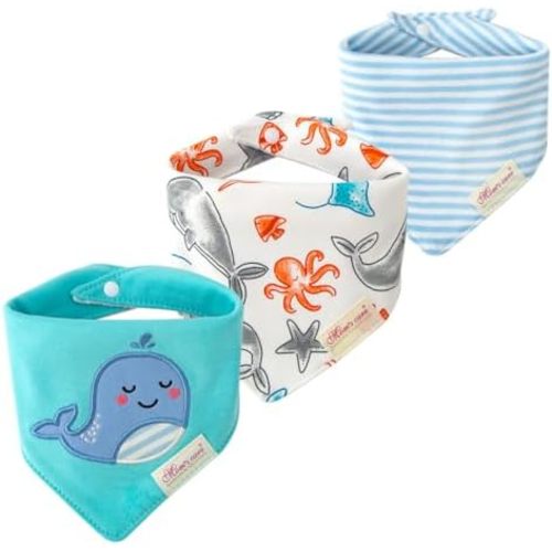 JN&LULU 3 Pack Newborn Baby Bibs Bandana Drool Bibs for Drooling Cotton Baby Gifts
