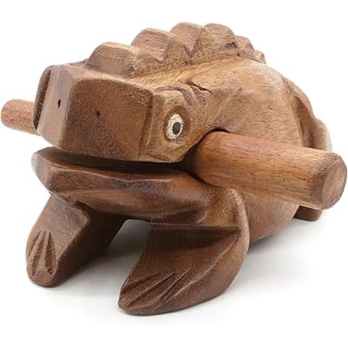 BSIRI 5" Wooden Frog Rasp - Musical instruments of Africa Frog Rasp Super Guiro Percussion Frog Wood Block Instrument of Frog Noise Maker Cool Music Gifts Ideas Fun Instruments for Adults and Kids