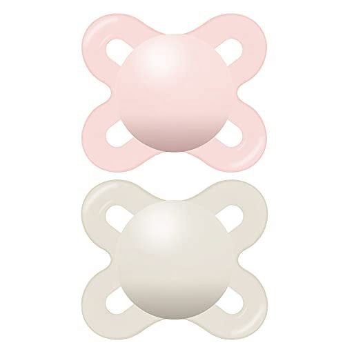 MAM Original Start Matte Newborn Baby Pacifier, Best Pacifier for Breastfed Babies, Sterilizer Case, Girl, 0-3 Months (Pack of 2)