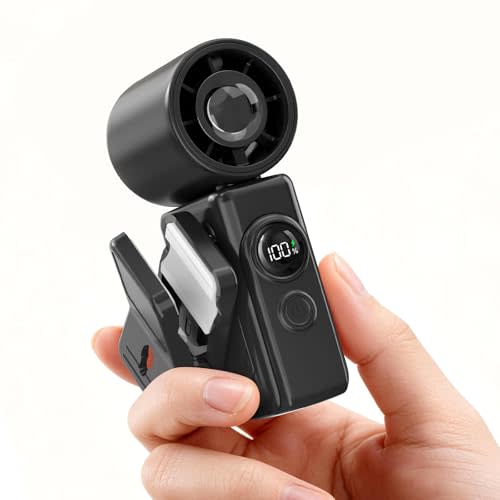 Portable Clip-On Mini Fan, Hands-Free, Turbo Personal Handheld Fans Rechargeable w/ 4 Wind & LED Display, Pocket Size Summer Essentials for Travel/EyeLash/Beach/Concert, Gifts for Women Men(Black)