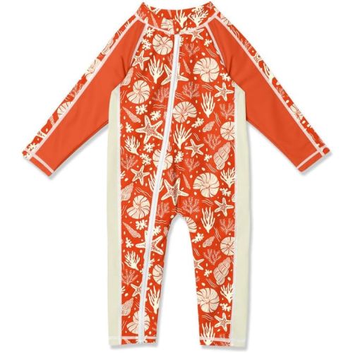 BesserBay Unisex Baby Swimsuit UPF 50+ Long Sleeve Zip Up Quick-Dry One Piece Rash Guard 0-36 Months