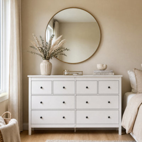 Ebern Designs 50" Modern Wooden 8 Drawer Dresser, Chest of Drawers with Smooth Drawer Slides & Anti-Tip Kit for Bedroom | Wayfair