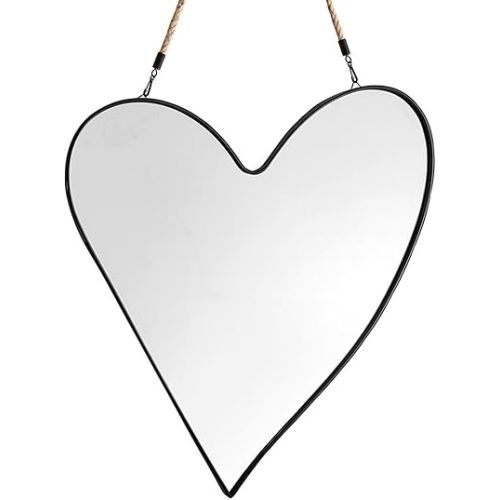 Santa Barbara Design Studio Hanging Mirrors Heart-Shaped Black Metal Framed Mirror, 16" x 18", Rustic Heart