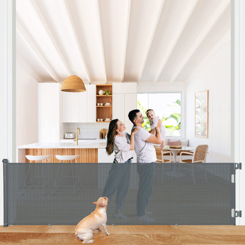 Toocapro 118" Retractable Baby Safety Gates Extra Wide, Extra Long Pet Dog Gates for House Stairs Doorways & Reviews | Wayfair