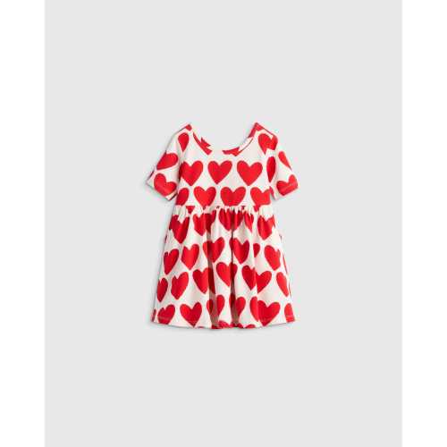 Organic Cotton Skater Dress - Baby Girl in Red Hearts