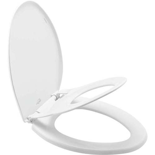 Mayfair Little2Big Elongated Plastic Plastic Potty Training Toilet Seat in White Never Loosens and Soft Close Hinge