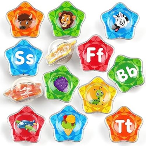 Coogam Starfish Floating Bath Toys, 26pcs Bathtub Alphabet Letters Set, Montessori Educational Water Pool Toy Learning Activities Shower Toy Gift for Preschool Years Old Toddlers