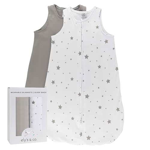 Baby Wearable Blanket - Baby Sleep Sack 100% Cotton - Sleep Sack 6-12 Months - Comfy Soft Lightweight, 2-Pack Set Gender Neutral Grey