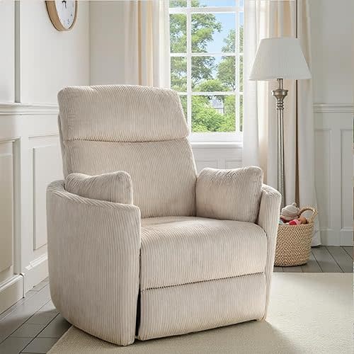 Power Swivel Rocker Recliner with 2 Pillows Power Nursery Glider Recliner Comfy High Back Electric Rocking Recliner for Adults Nursing Bedroom Living Room Brown