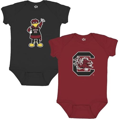 Little King NCAA Bodysuit 2 Pack Short Sleeve-100% Cotton-Infant Sizes 0-3M 6M 12M 18M