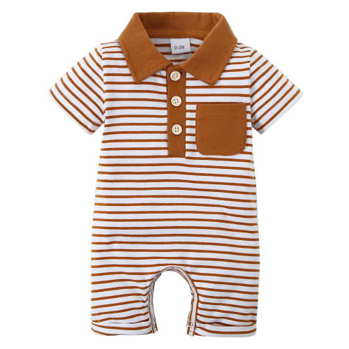 CARETOO Newborn Baby Boy Clothes Infant Romper 0-18M Short Sleeve Bodysuit Jumpsuit Casual Outfits