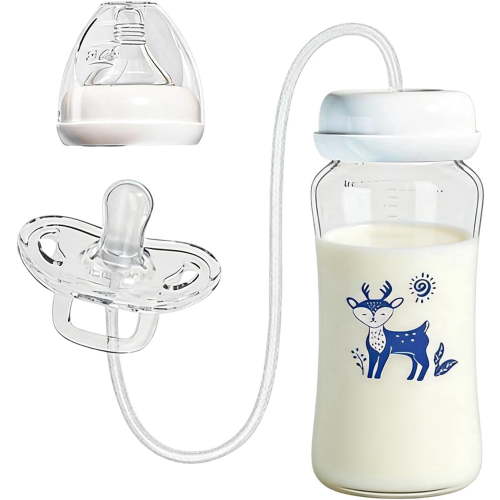 CSONGAZA Pacifier Bottle - Leakproof Silicone Anti-Colic, Breast Milk Bottles with Ergonomic Soft Nipple, Natural Flow Feeding Container, Nursing Supply for Boys Girls Nursery Daycare Travel