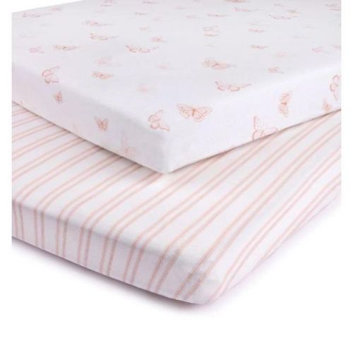 Ely's & Co. Baby Fitted Pack n Play - Mini Crib Sheet 100% Combed Jersey Cotton Pink for Baby Girl 2 Pack
