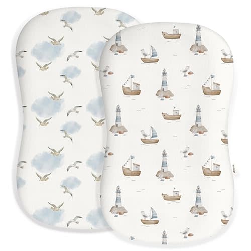 Baby Lounger Cover for Boys and Girls, Soft Breathable Polyester Cover, Fits Most Lounger Pillows, Cute Patterns, Durable and Machine Washable (12-Boat, Envelope)