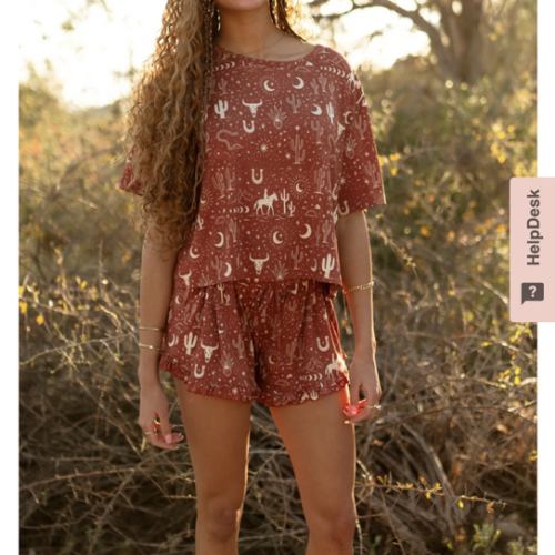 Women’s Ruffle Short Set in Western Desert