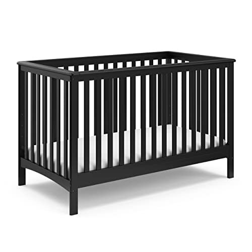 Storkcraft Hillcrest 4-in-1 Convertible Crib (Black) - Converts to Daybed, Toddler Bed, and Full-Size Bed, Fits Standard Full-Size Crib Mattress, Adjustable Mattress Support Base