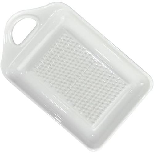 Ceramic Garlic Grater Plate, Ginger Grinder & Garlic Mincer with Raised Teeth, Multi-Function Manual Grater for Baby Food, Vegetables, Fruit & Spices, White