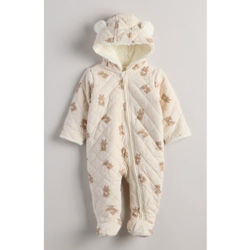 Ear Appliqué Quilted Faux Fur Lined Hooded Bunting