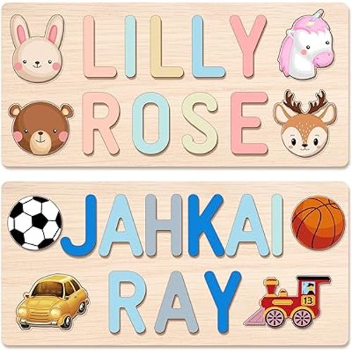 Personalized Name Puzzle for Kids Personalized Baby Gifts First Birthday for Girls & Boys Name Puzzles for Toddlers 1-3 Montessori Learning Toddler Toy Alphabet Puzzle