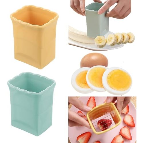 2 Pack Cup Slicers | Egg Slicers | banana slicers | Strawberry Cutter | Quickly Making Fruit Vegetable Salad | Creative Kitchen Gadget COKSDUPID