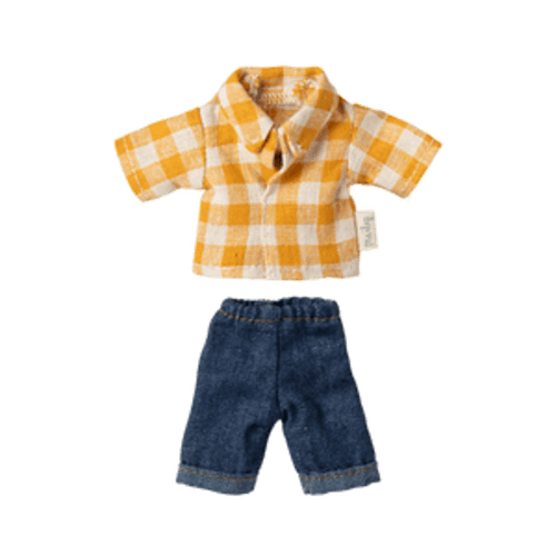 Maileg Dad Mouse Yellow Checked Shirt and Pants – Featured in the LouiMax Movie - Maileg USA