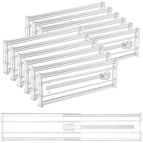 Vtopmart 12 Pack 4" Regular Upgrade Drawer Dividers for Clothes, 12.8"-22.3" Expandable Dresser Drawer Organizer, Clear Plastic Separators for Dresser, Baby Clothing, Underwear, Cosmetic, Toiletries