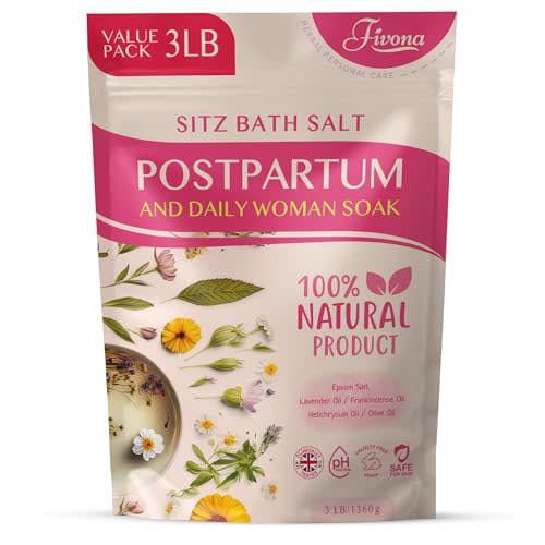 FIVONA Postpartum Soak Blend 48oz - Sitz Bath Salt Natural Soaking Blend - Epsom Salt with Pure Essentials Oils for Soothing Postpartum Recovery, Large Value Pack, Perineal Care