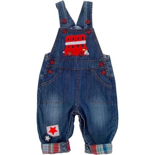 Peacolate 3M-24M Baby Boy Denim Overalls Bus Pants for Infant Toddler Kids,Star,9-12M