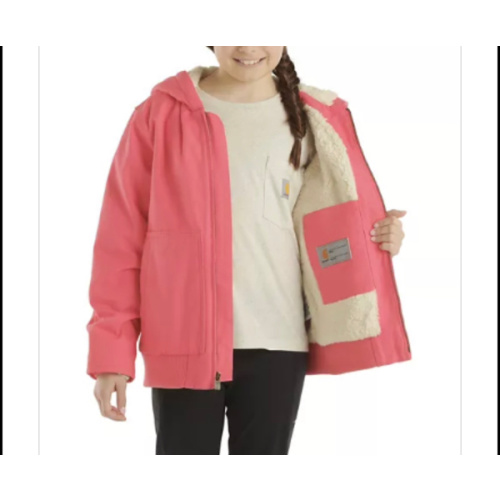 Carhartt Junior Girls' Canvas Full-Zip Hooded Insulated Jacket, M,Pink Lemonade at Tractor Supply Co