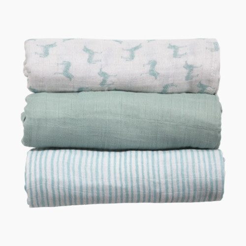 Tiny Kind 3 Pack Organic Muslin Swaddle - Ashley Blue Zebra