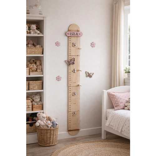 Kids height stick measurement ruler wood growth chart, nursery wall art, personalized children's room decor, toddler height ruler