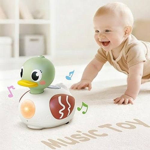 iPlay, iLearn Baby Musical Duck Toy, Infant Tummy Time Crawling Toy, Toddler Music Duck W/Light Sound 6-12 Month, Sensory Development Learning Birthday Stocking Gift 7 8 9 10 Month 1 Year Old Boy Girl
