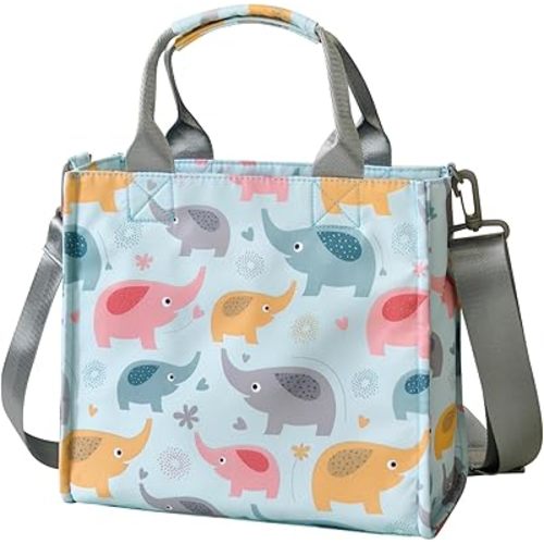 Small Diaper Bag Tote Waterproof Travel Mini Diaper Bag Multi-Function Baby Handbag Crossbody Purse(Blue Elephant)