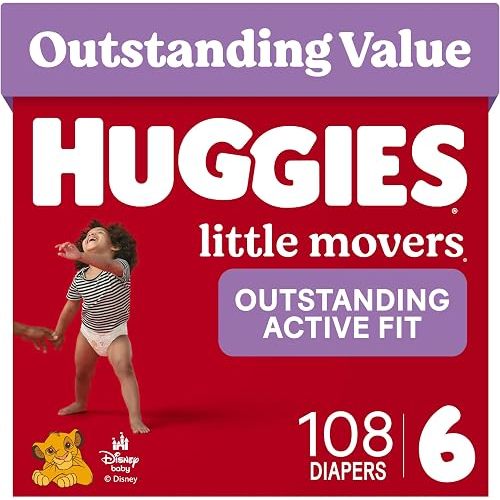 Huggies Little Movers Diapers Size 6, 108 Count (2 Packs of 54)