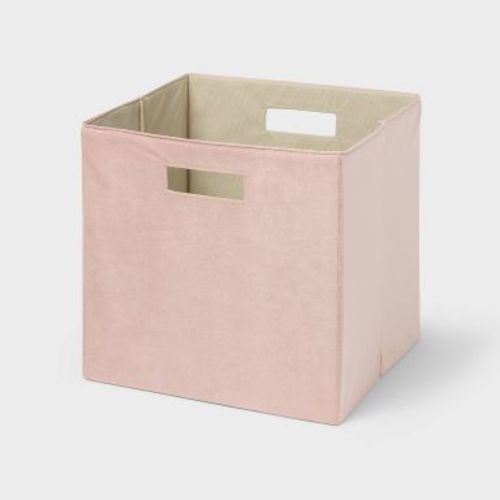 13''x13'' Fabric Decorative Storage Bin Faux Velvet Pink - Brightroom™: 13 Inch Storage Cube, Decorative Storage
