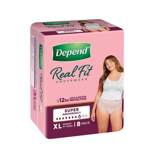 Depend Women Real Fit Underwear Super Extra Large 8 Pack