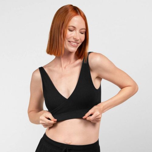 kindred by Kindred Bravely Women's Adjustable Crossover Nursing Bra - Black XXL: Removable Padding, Light Support